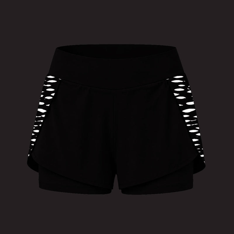 Reflective Women's Butterfly Running Shorts — night mode