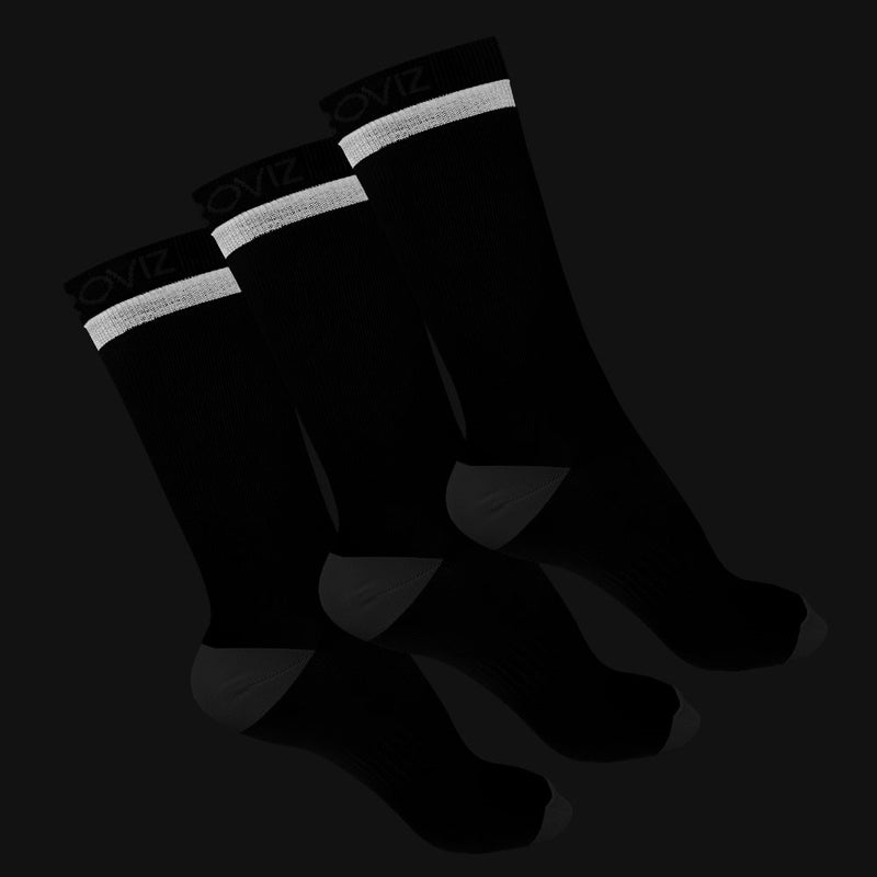 Reflective Mid Length Running Socks - 3 Pack — night mode