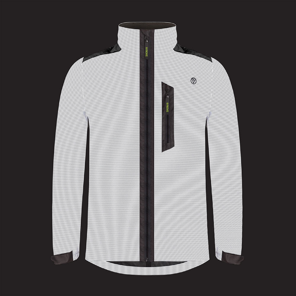 lifestyle APEX Men’s 100% Reflective Waterproof Cycling Jacket lights on