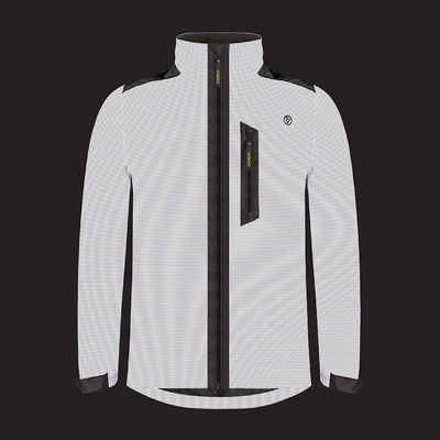 lifestyle APEX Men’s 100% Reflective Waterproof Cycling Jacket lights on