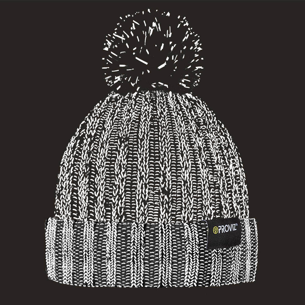 Reflective Fleece Lined Running Bobble Beanie