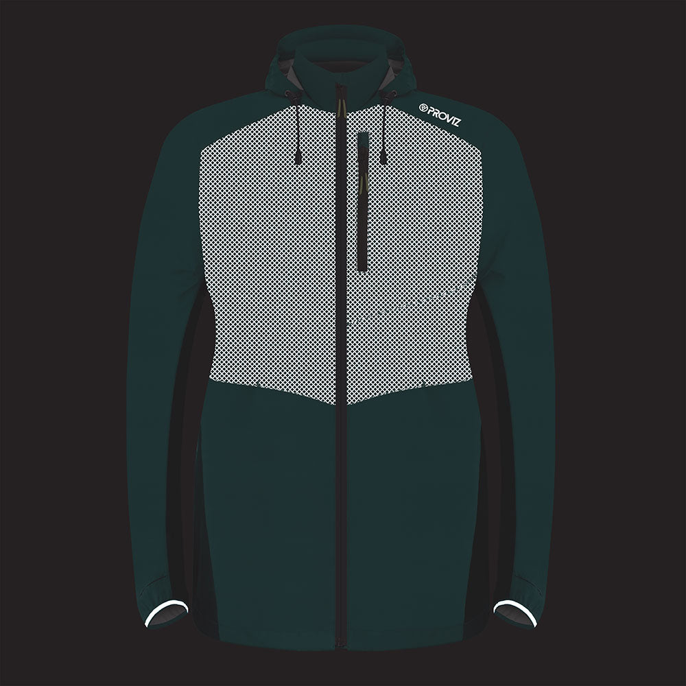 lifestyle Lumina Women’s Reflective Waterproof Running Jacket lights on front