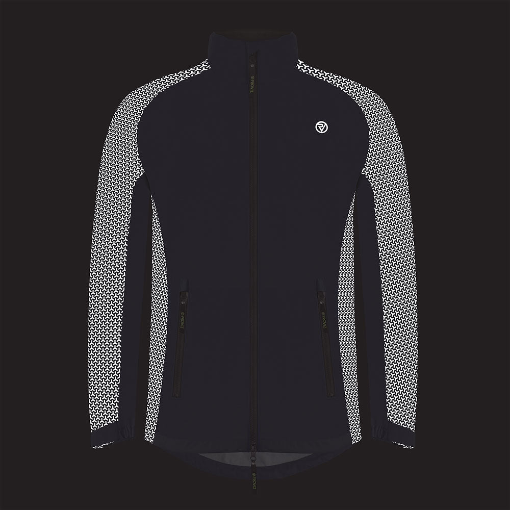 lifestyle Solaris Men’s Reflective Waterproof Active Jacket showing reflective print