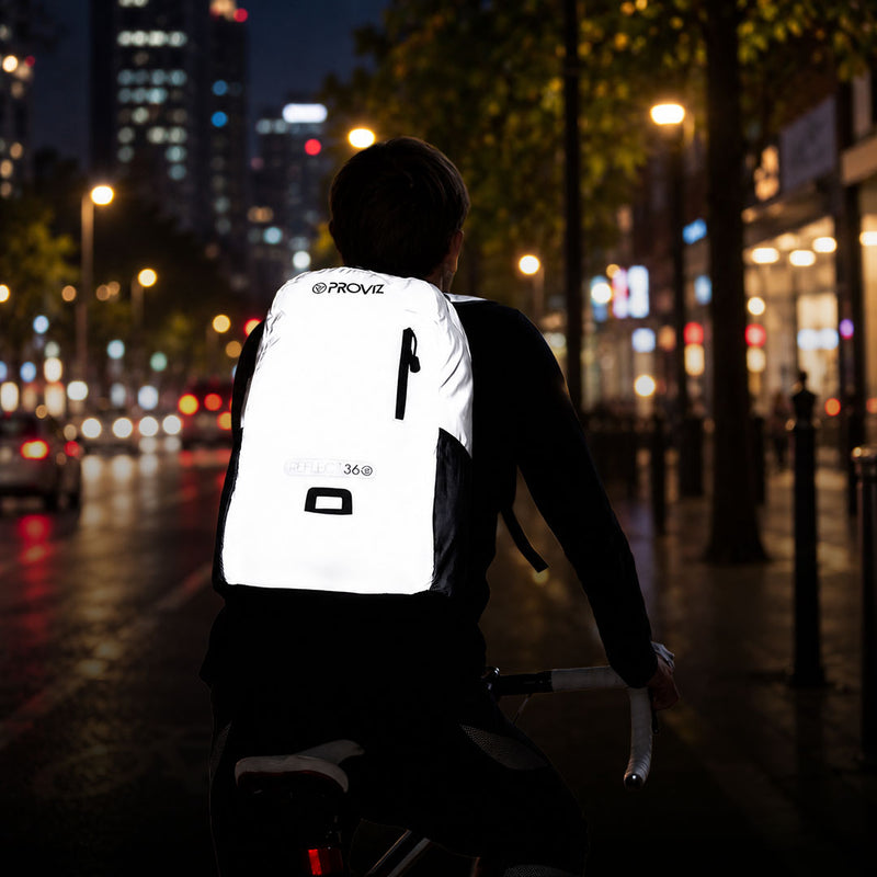 listing-lifestyle Fully Reflective Cycling & Commuting 30L Backpack lights on 