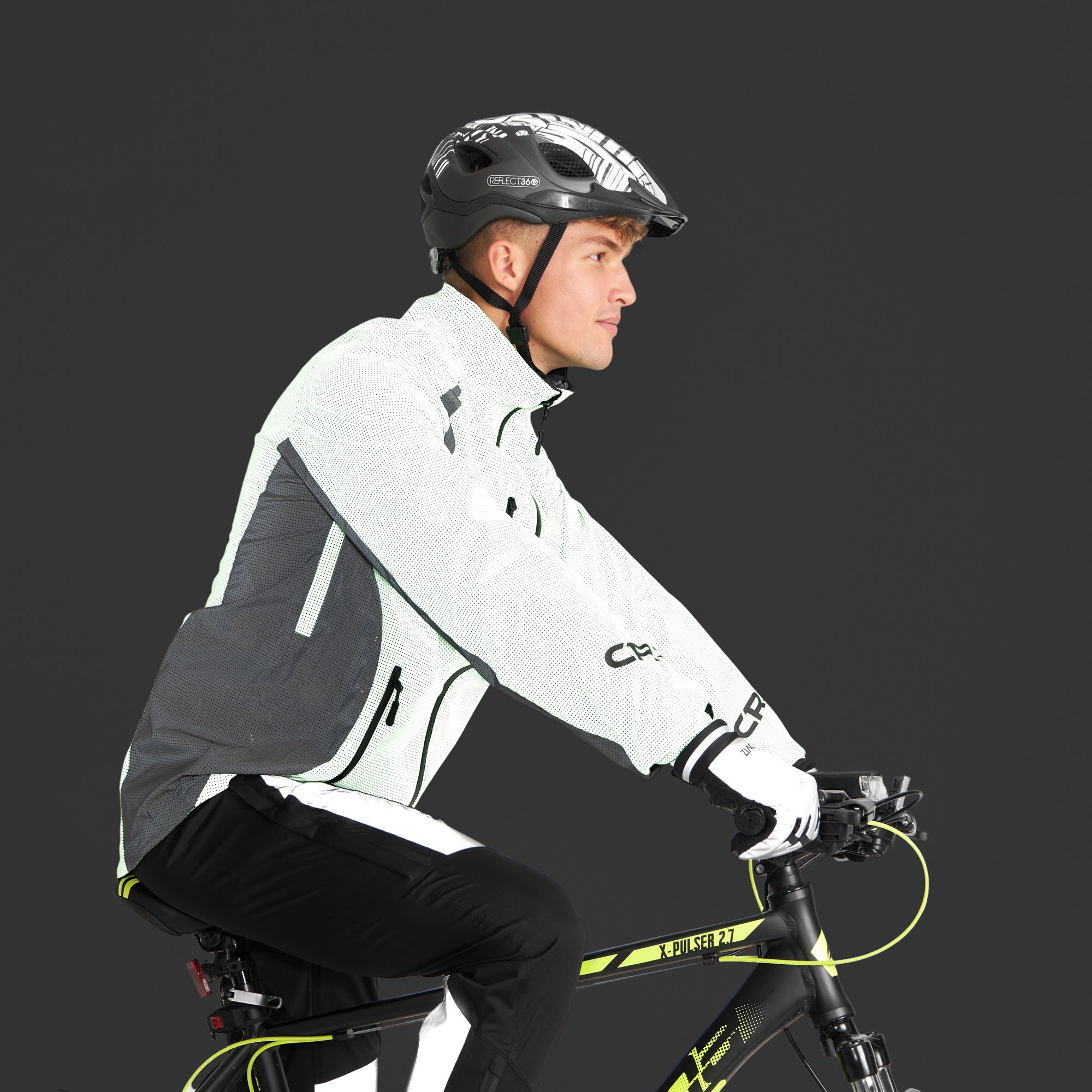 CRS Men's Fully Reflective & Enhanced Waterproof Cycling Jacket