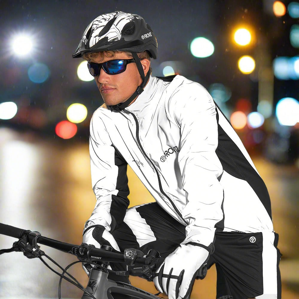 white reflective cycling jacket