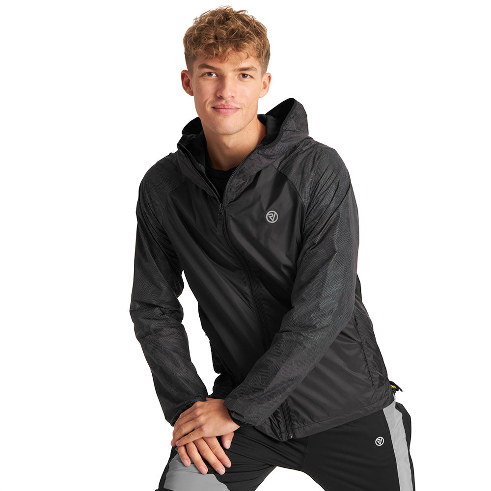 Men's hooded best sale running jacket