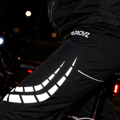 lifestyle Proviz waterproof reflective cycling trousers night side