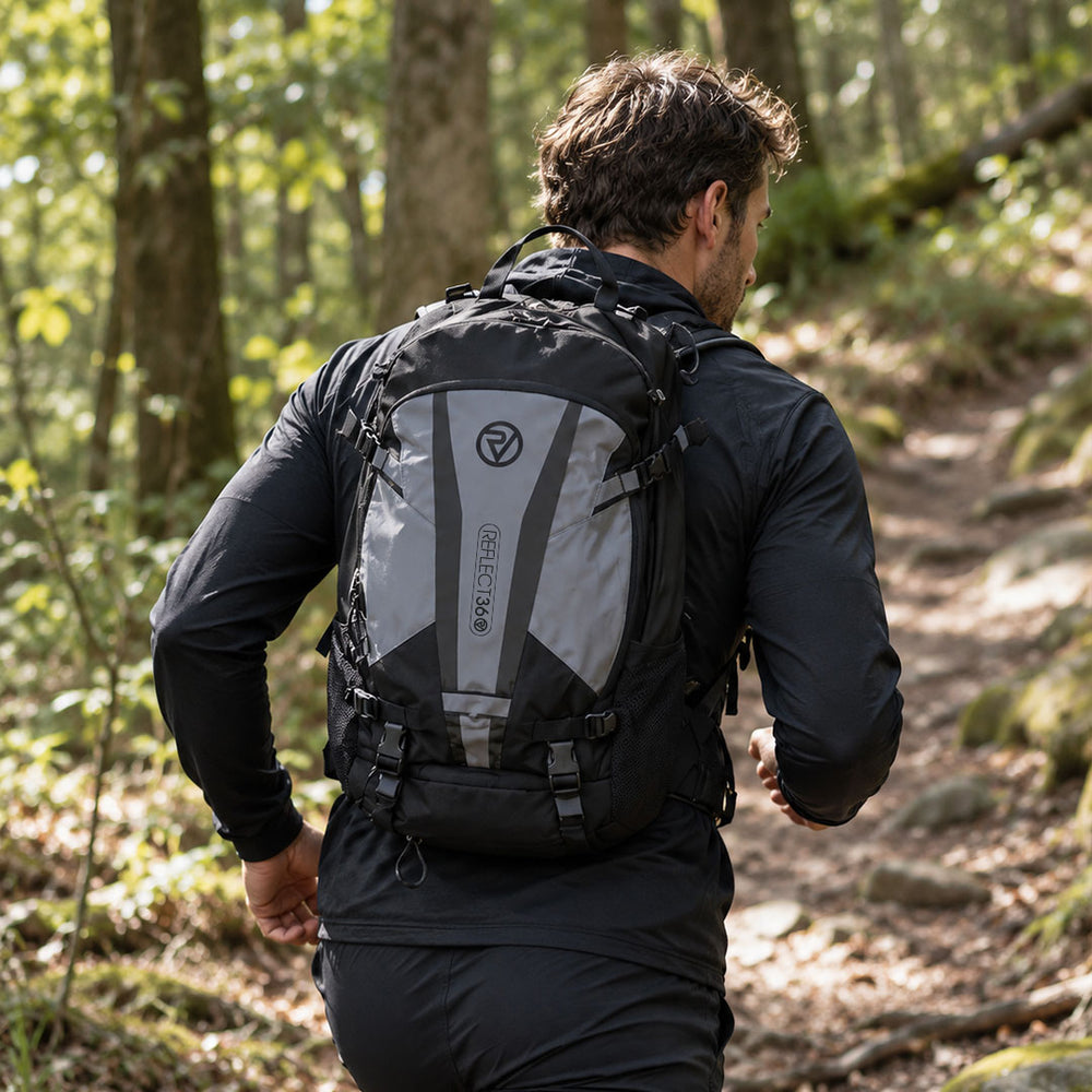 lifestyle proviz 30L reflective backpack on a trail run