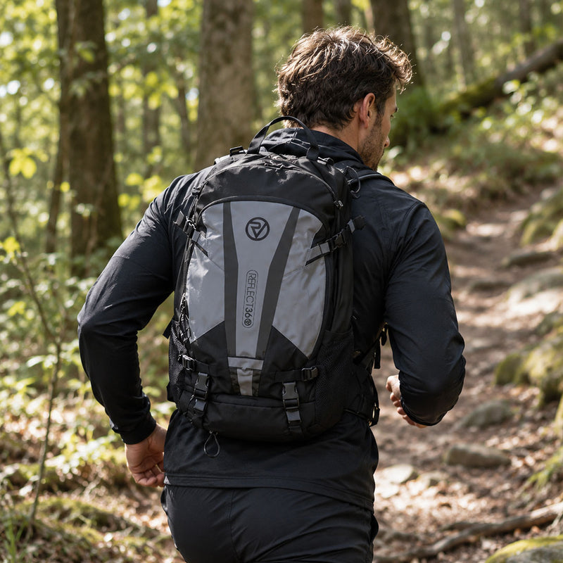 lifestyle proviz 30L reflective backpack on a trail run