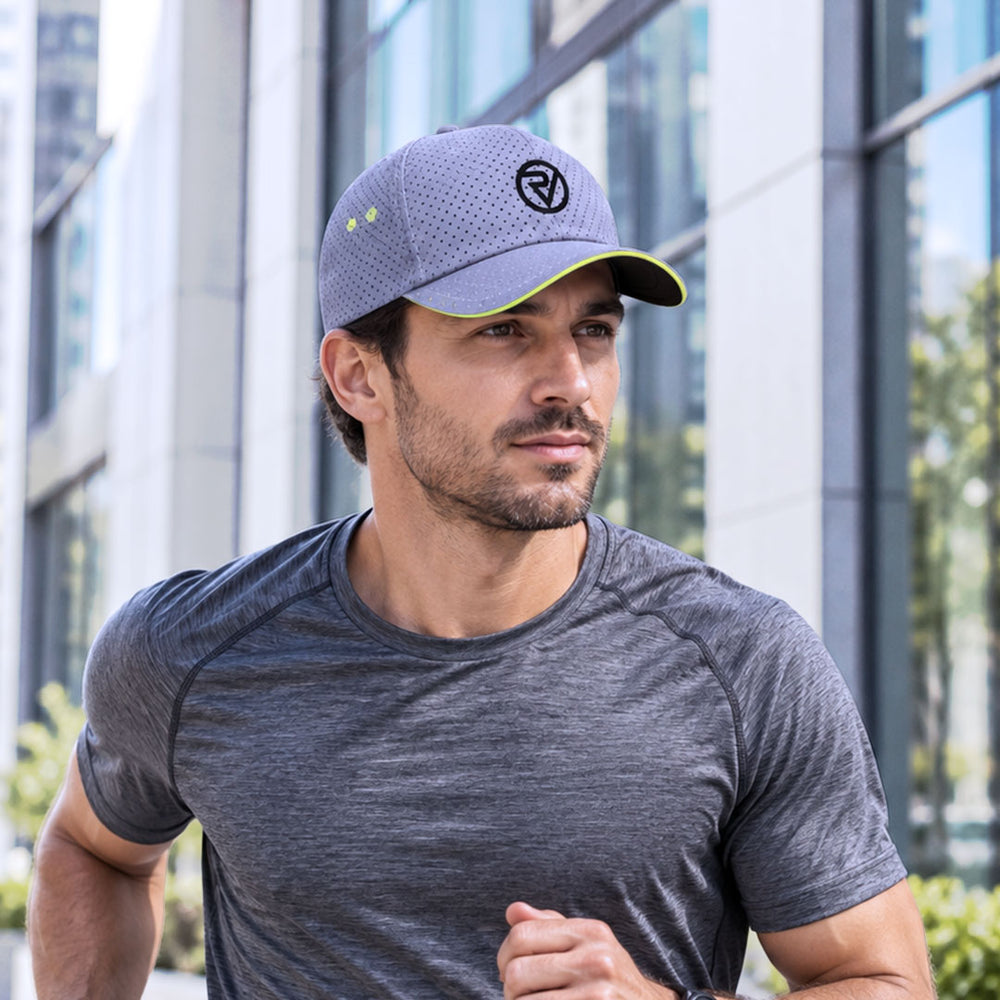 lifestyle Fully Reflective Running Cap man running in daylight