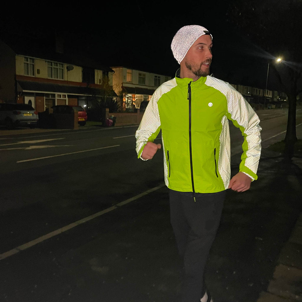 lifestyle Solaris Men’s Reflective Waterproof Active Jacket yellow running at night