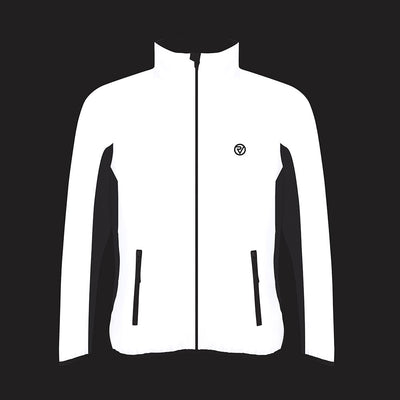 lifestyle Men's Fully Reflective Running Jacket 2.0 front reflective lights on