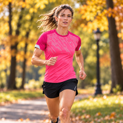 lifestyle Women's Lightweight Running Shirt lady running in the park coral