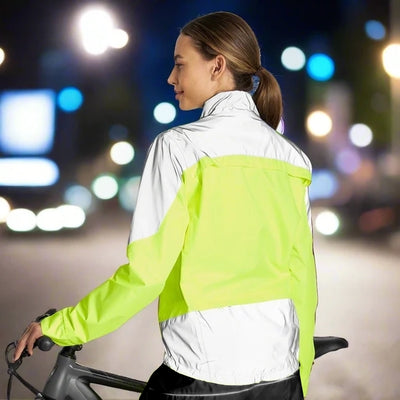 lifestyle Women's Reflective & Waterproof Cycling Jacket yellow back