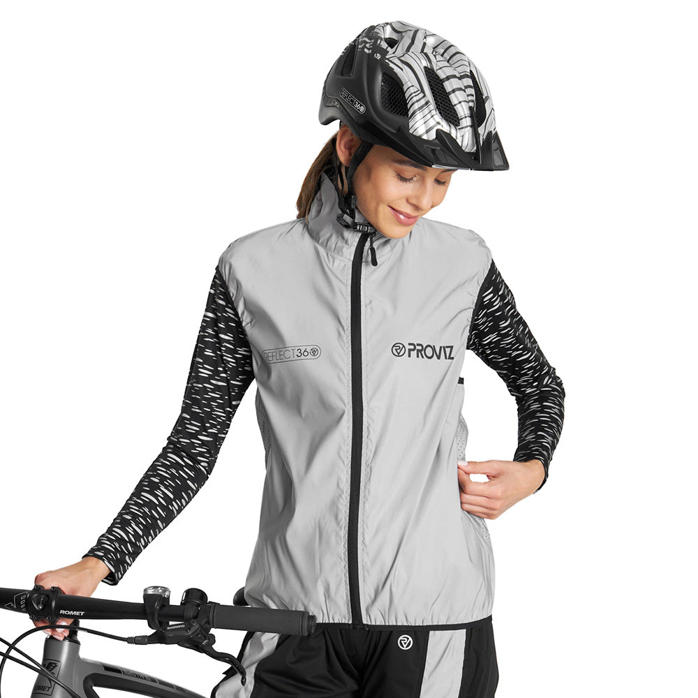 Proviz Damen Fahrrad Weste Reflect360+ Ärmellos Reflektierend Wind Wasser  Dicht