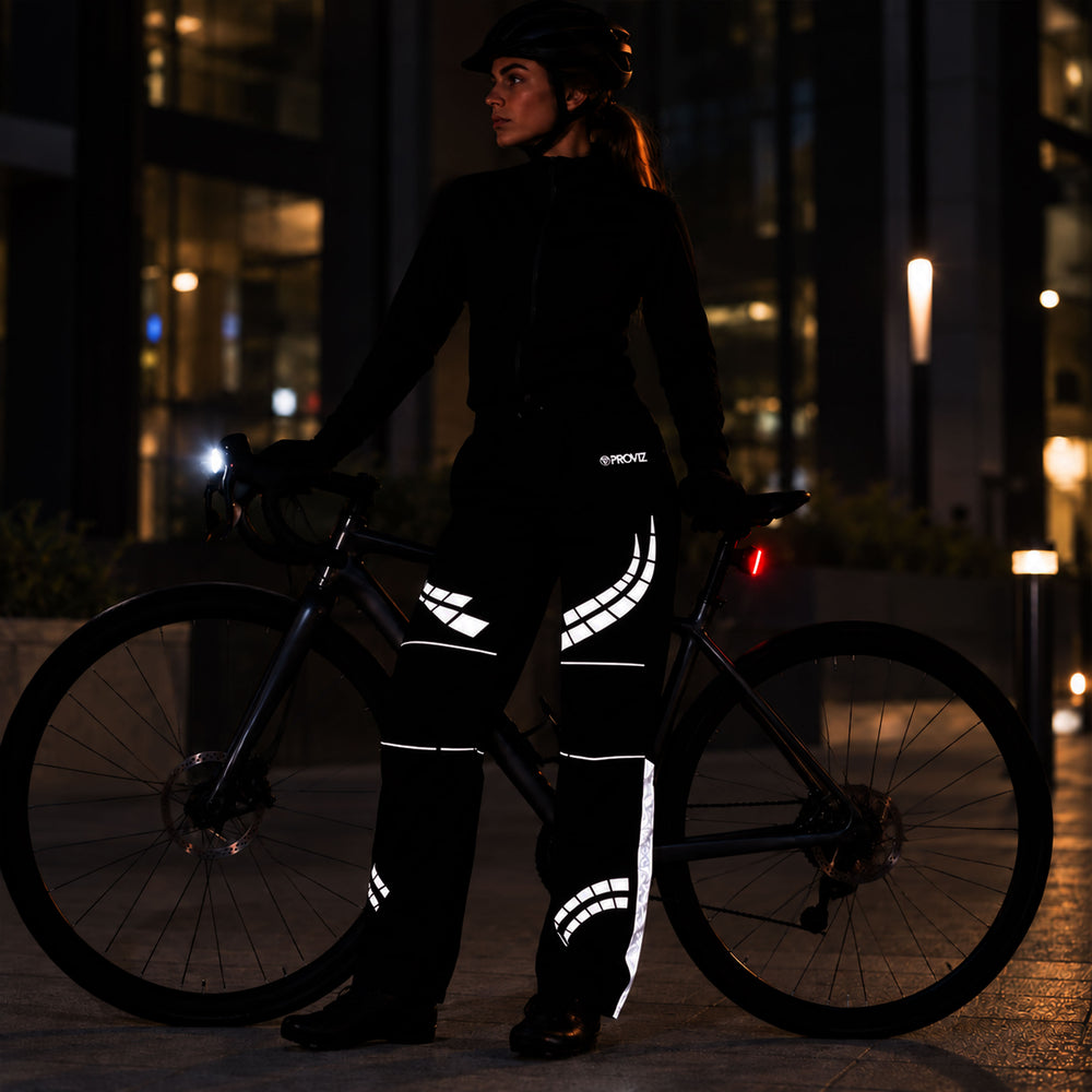 listing-lifestyle Proviz waterproof reflective cycling trousers at night front