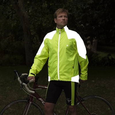 listing-lifestyle Men's Reflective & Waterproof Cycling Jacket nightime yellow front