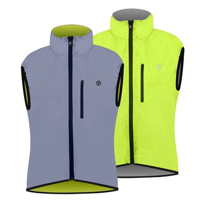 Women's Reflective Reversible Cycling Gilet - front yellow