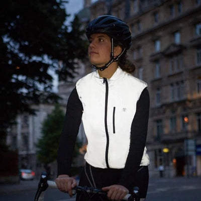 lifestyle Women's Reflective Reversible Cycling Gilet lifestyle lights on