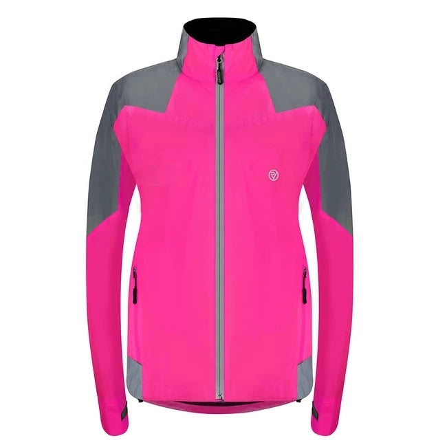 Women's Reflective & Waterproof Cycling Jacket - pink front