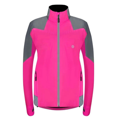 Women's Reflective & Waterproof Cycling Jacket - pink front