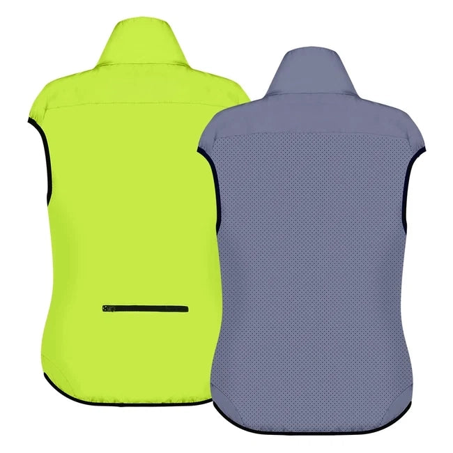Women's Reflective Reversible Cycling Gilet rear yellow