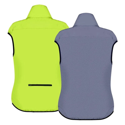 Women's Reflective Reversible Cycling Gilet rear yellow