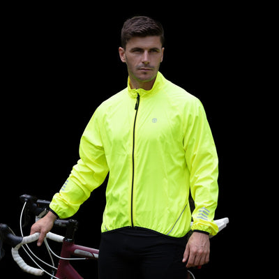 Classic Men's Yellow Windproof Packable Cycling Jacket