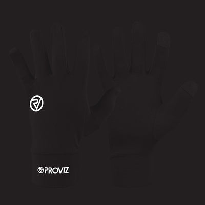 lifestyle black running glove showing reflectivity