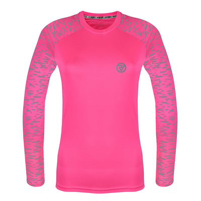 Reflective Women's Long Sleeve Training Top pink front