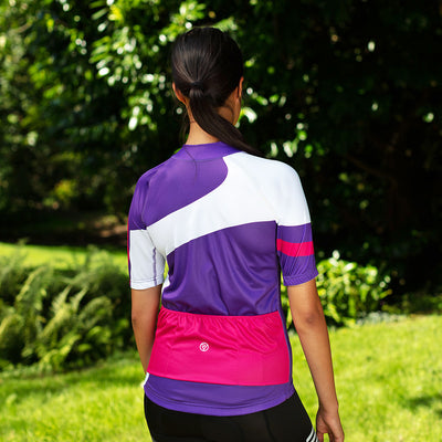 RAYAS Ladies Short Sleeve Cycling Jersey (Purple/Pink)